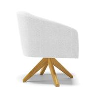 Poltrona Giratória Stella Bouclê Base De Madeira Ma30 - D'rossi Cor Off White - 5