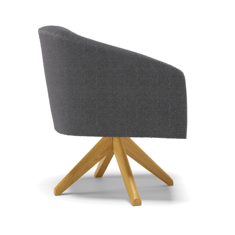 Kit 2 Poltronas Giratória Stella Bouclê Base De Madeira Ma30 - D'rossi Cor Grafite - 2