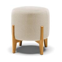 Kit 1 Poltrona E 1 Puff Stella Bouclê Bege Base Madeira Castanho - D'rossi - 5