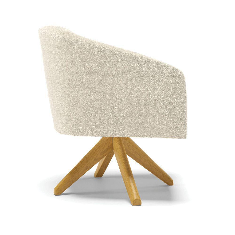 Poltrona Giratória Stella Bouclê Base De Madeira Ma30 - D'rossi Cor Bege - 7