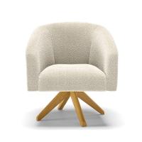 Poltrona Giratória Stella Bouclê Base De Madeira Ma30 - D'rossi Cor Bege - 7