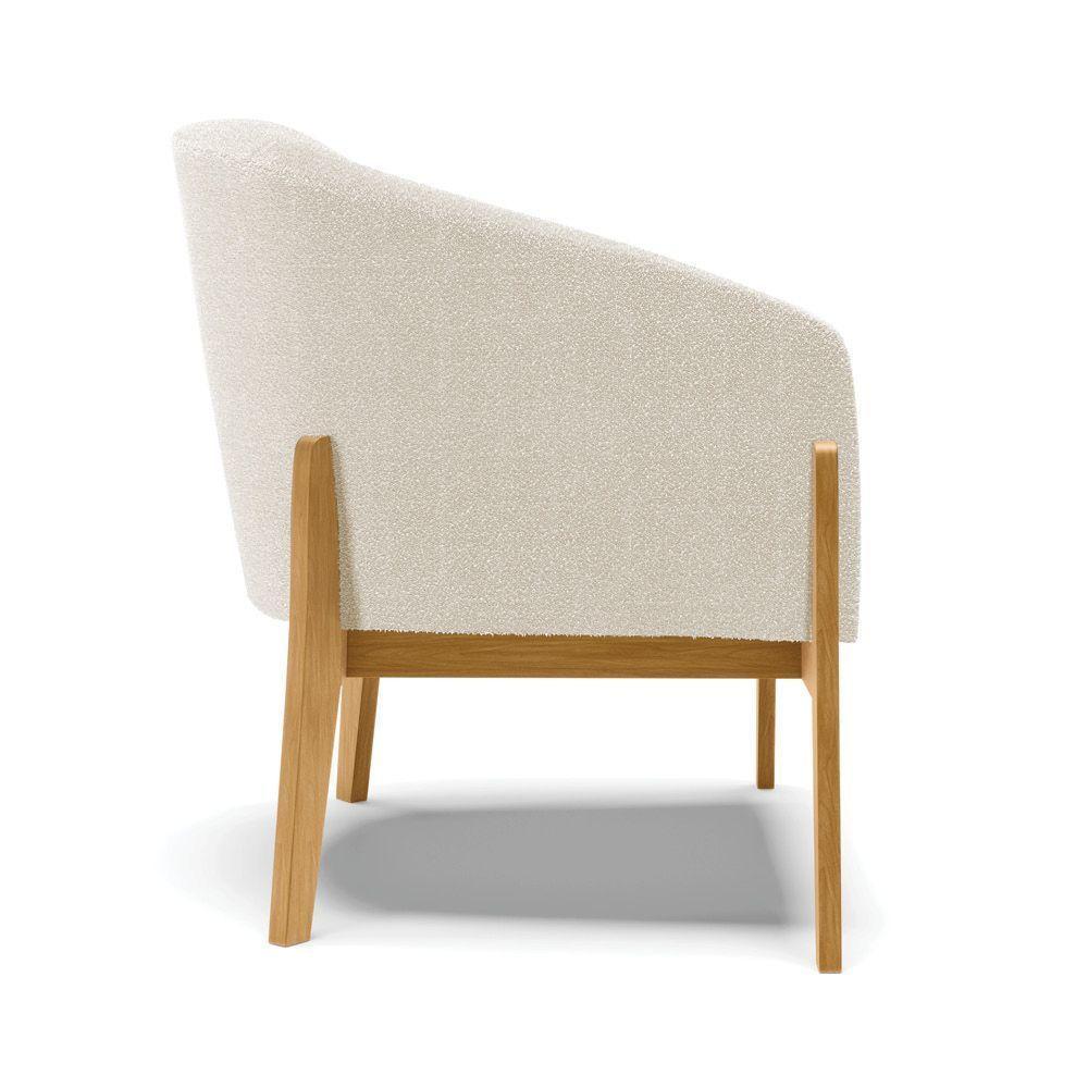 Poltrona Stella Bouclê Base Madeira Castanho - D'rossi Cor Bege - 6