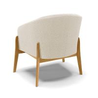 Poltrona Stella Bouclê Base Madeira Castanho - D'rossi Cor Bege