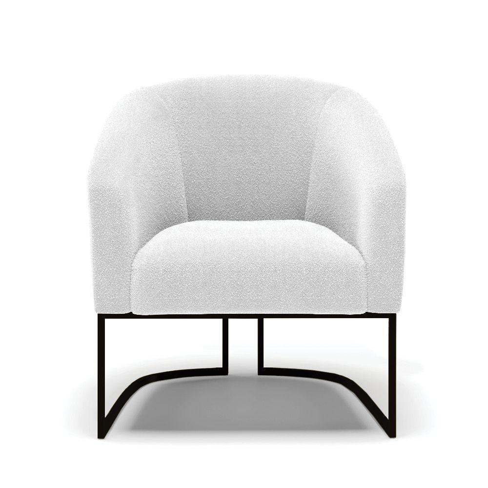 Kit 2 Poltronas Stella Bouclê Base Metálica Industrial Preto - D'rossi Cor Off White - 5