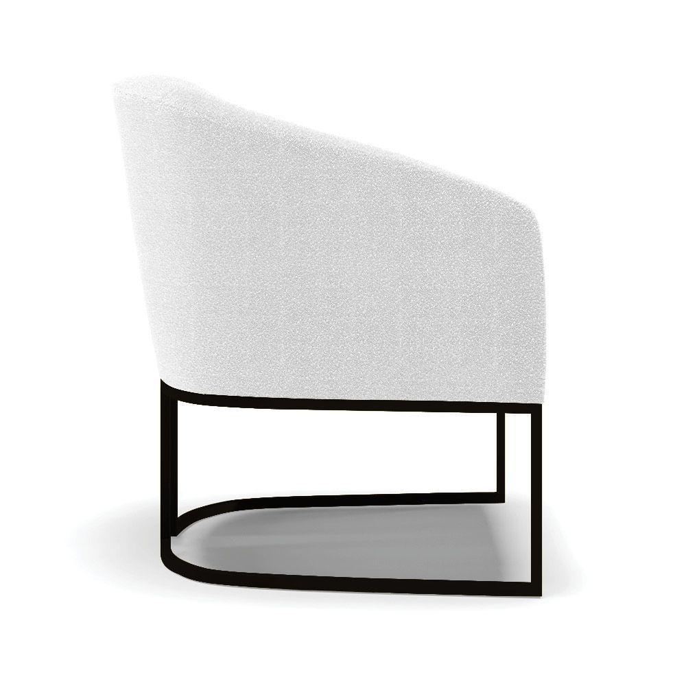 Kit 2 Poltronas Stella Bouclê Base Metálica Industrial Preto - D'rossi Cor Off White - 7