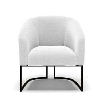 Kit 2 Poltronas Stella Bouclê Base Metálica Industrial Preto - D'rossi Cor Off White - 5