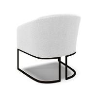 Kit 2 Poltronas Stella Bouclê Base Metálica Industrial Preto - D'rossi Cor Off White - 6