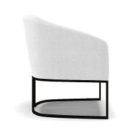 Kit 2 Poltronas Stella Bouclê Base Metálica Industrial Preto - D'rossi Cor Off White - 7