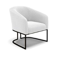 Kit 2 Poltronas Stella Bouclê Base Metálica Industrial Preto - D'rossi Cor Off White - 8