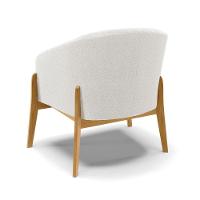 Kit 2 Poltronas Stella Bouclê Base Madeira Castanho - D'rossi Cor Off White