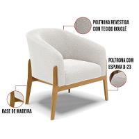 Kit 2 Poltronas Stella Bouclê Base Madeira Castanho - D'rossi Cor Off White - 6