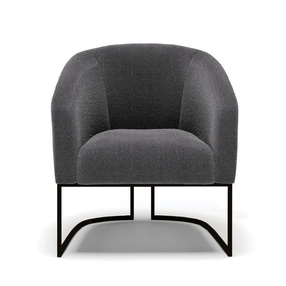 Kit 2 Poltronas Stella Bouclê Base Metálica Industrial Preto - D'rossi Cor Grafite - 6