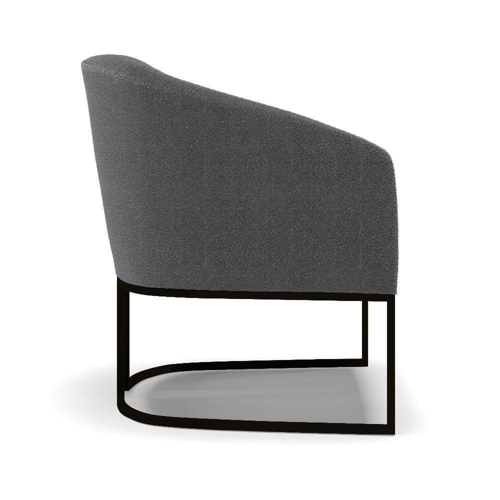 Kit 2 Poltronas Stella Bouclê Base Metálica Industrial Preto - D'rossi Cor Grafite - 7