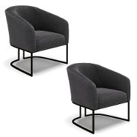 Kit 2 Poltronas Stella Bouclê Base Metálica Industrial Preto - D'rossi Cor Grafite - 1