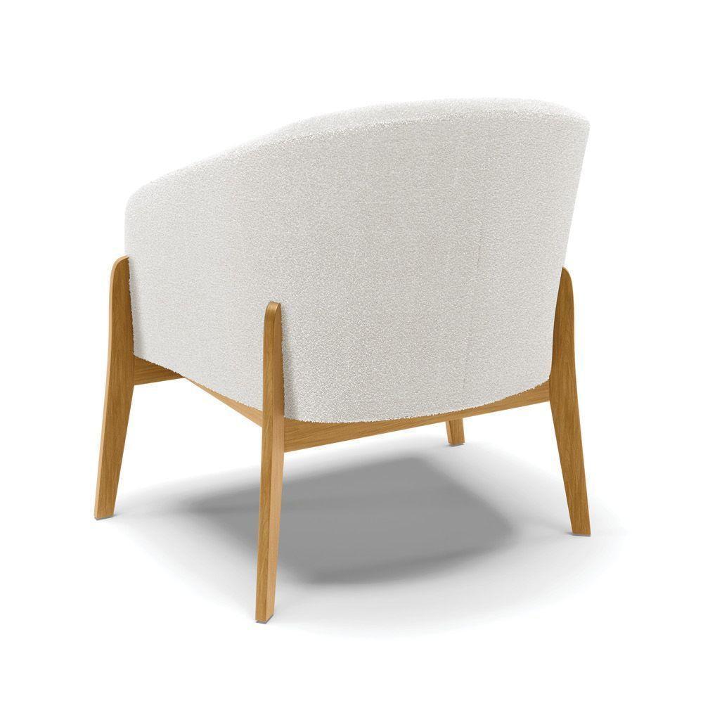 Poltrona Stella Bouclê Base Madeira Castanho - D'rossi Cor Off White - 3