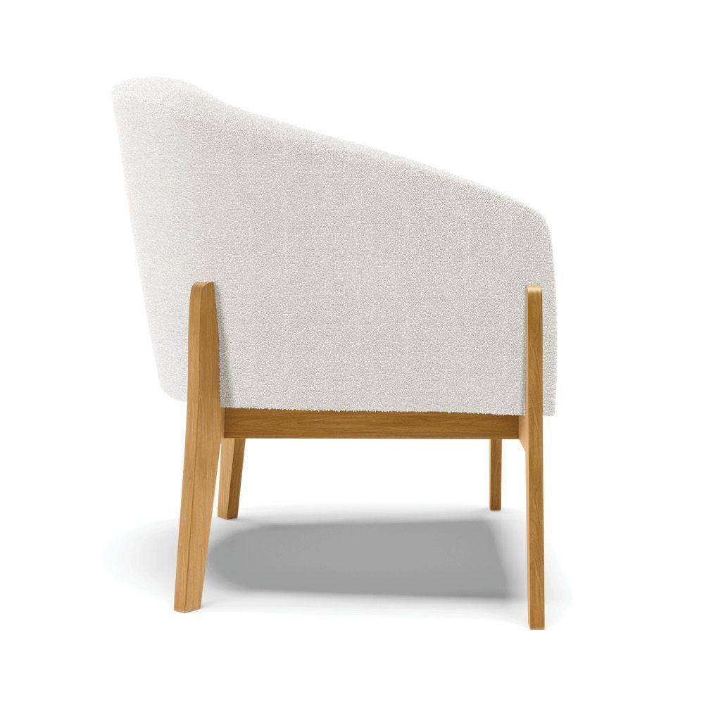 Poltrona Stella Bouclê Base Madeira Castanho - D'rossi Cor Off White - 5