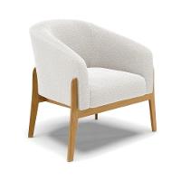 Poltrona Stella Bouclê Base Madeira Castanho - D'rossi Cor Off White - 1