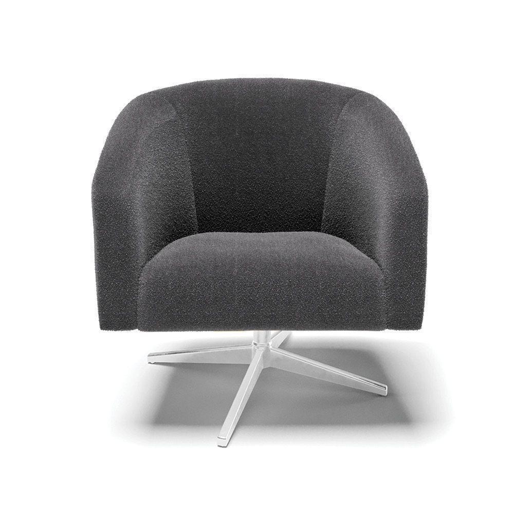 Kit 2 Poltronas Giratória Stella Bouclê Grafite Base Cromada - D'rossi - 7