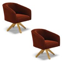 Kit 2 Poltronas Giratória Stella Bouclê Terra Base De Madeira Ma30 - D'rossi - 1