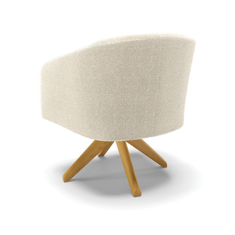 Kit 2 Poltronas Giratória Stella Bouclê Bege Base De Madeira Ma30 - D'rossi - 8