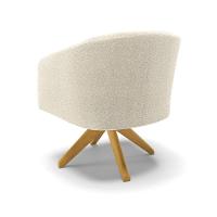 Kit 2 Poltronas Giratória Stella Bouclê Bege Base De Madeira Ma30 - D'rossi - 8