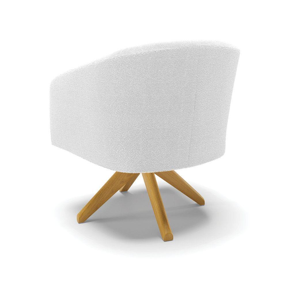 Kit 2 Poltronas Giratória Stella Bouclê Off White Base De Madeira Ma30 - D'rossi - 5