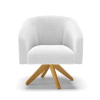 Kit 2 Poltronas Giratória Stella Bouclê Off White Base De Madeira Ma30 - D'rossi - 8