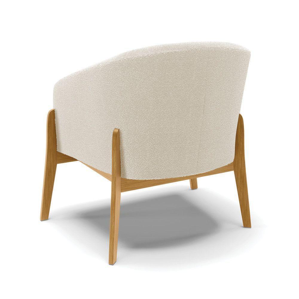 Poltrona Stella Bouclê Bege Base Madeira Castanho - D'rossi - 4