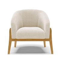 Kit 2 Poltronas Stella Bouclê Bege Base Madeira Castanho - D'rossi - 7