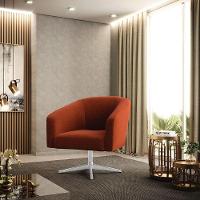 Poltrona Giratória Stella Bouclê Base Cromada - D'rossi Cor Terra - 7