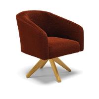 Poltrona Giratória Stella Bouclê Base De Madeira Ma30 - D'rossi Cor Terra - 1