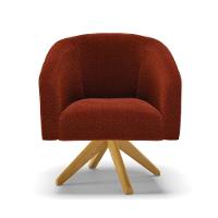 Poltrona Giratória Stella Bouclê Base De Madeira Ma30 - D'rossi Cor Terra - 7