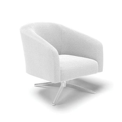 Poltrona Giratória Stella Bouclê Off White Base Cromada - D'rossi