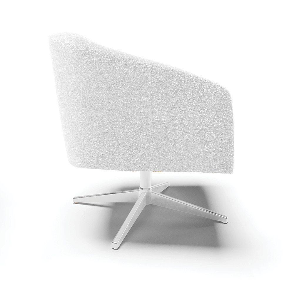 Poltrona Giratória Stella Bouclê Base Cromada - D'rossi Cor Off White - 3