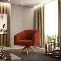 Kit 2 Poltronas Giratória Stella Bouclê Terra Base Cromada - D'rossi - 8