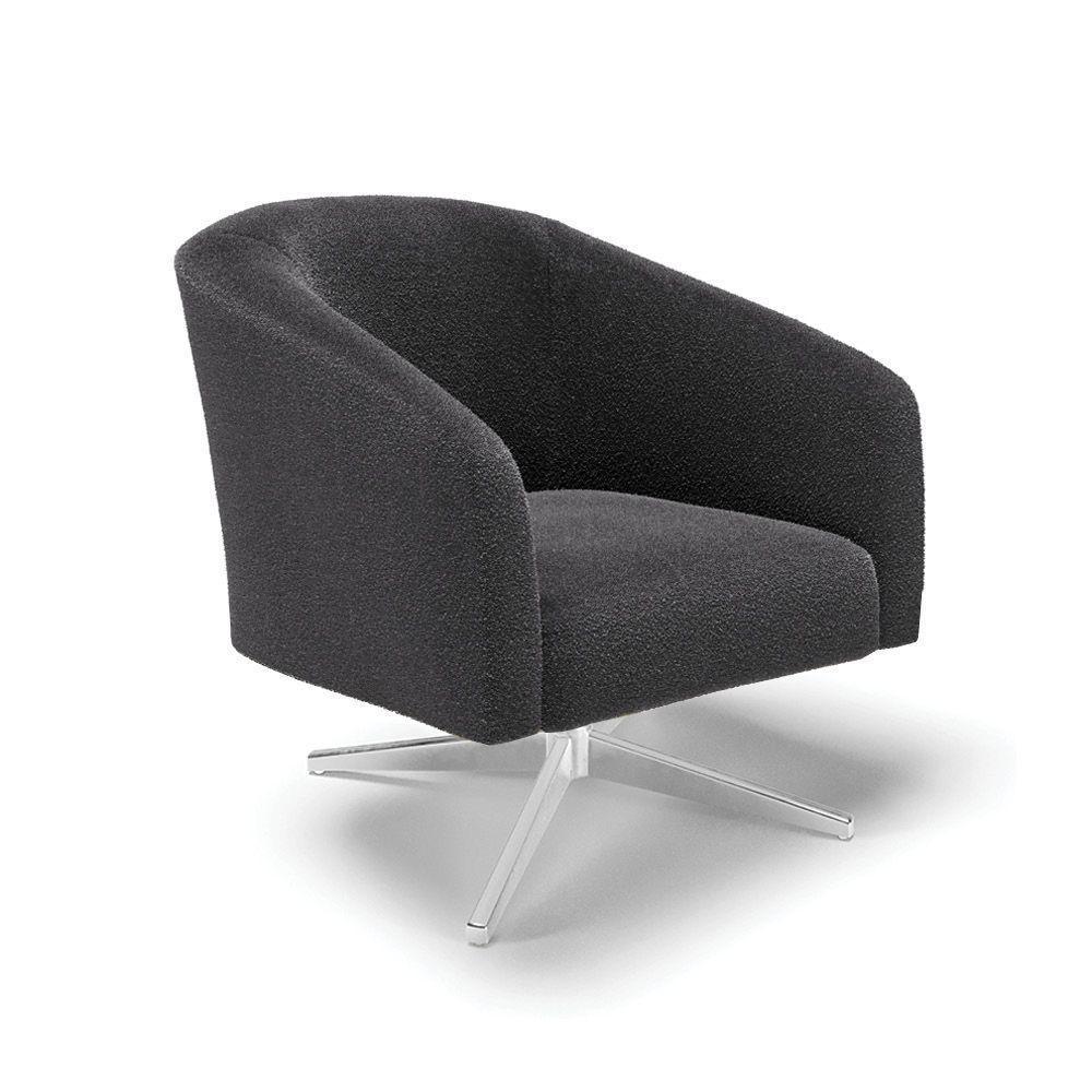 Kit 2 Poltronas Giratória Stella Bouclê Base Cromada - D'rossi Cor Grafite - 7