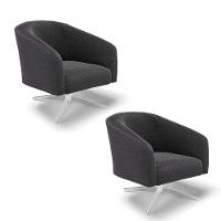 Kit 2 Poltronas Giratória Stella Bouclê Base Cromada - D'rossi Cor Grafite - 1