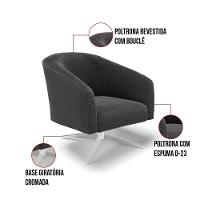 Kit 2 Poltronas Giratória Stella Bouclê Base Cromada - D'rossi Cor Grafite