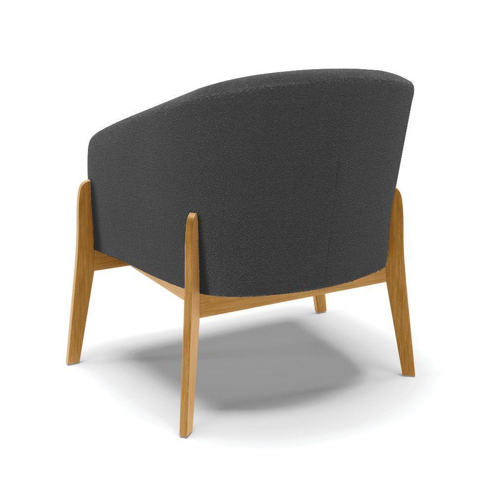 Kit 2 Poltronas Stella Bouclê Grafite Base Madeira Castanho - D'rossi - 3