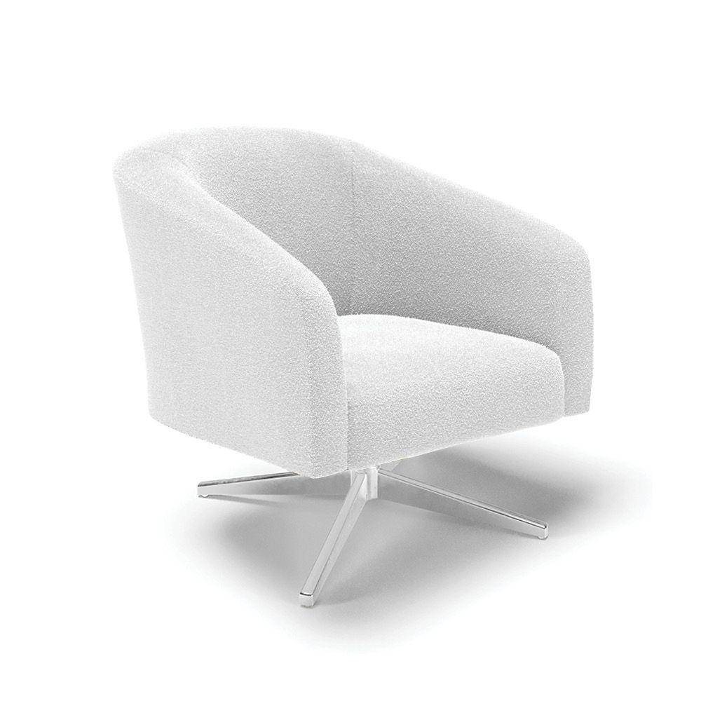 Kit 2 Poltronas Giratória Stella Bouclê Off White Base Cromada - D'rossi - 8