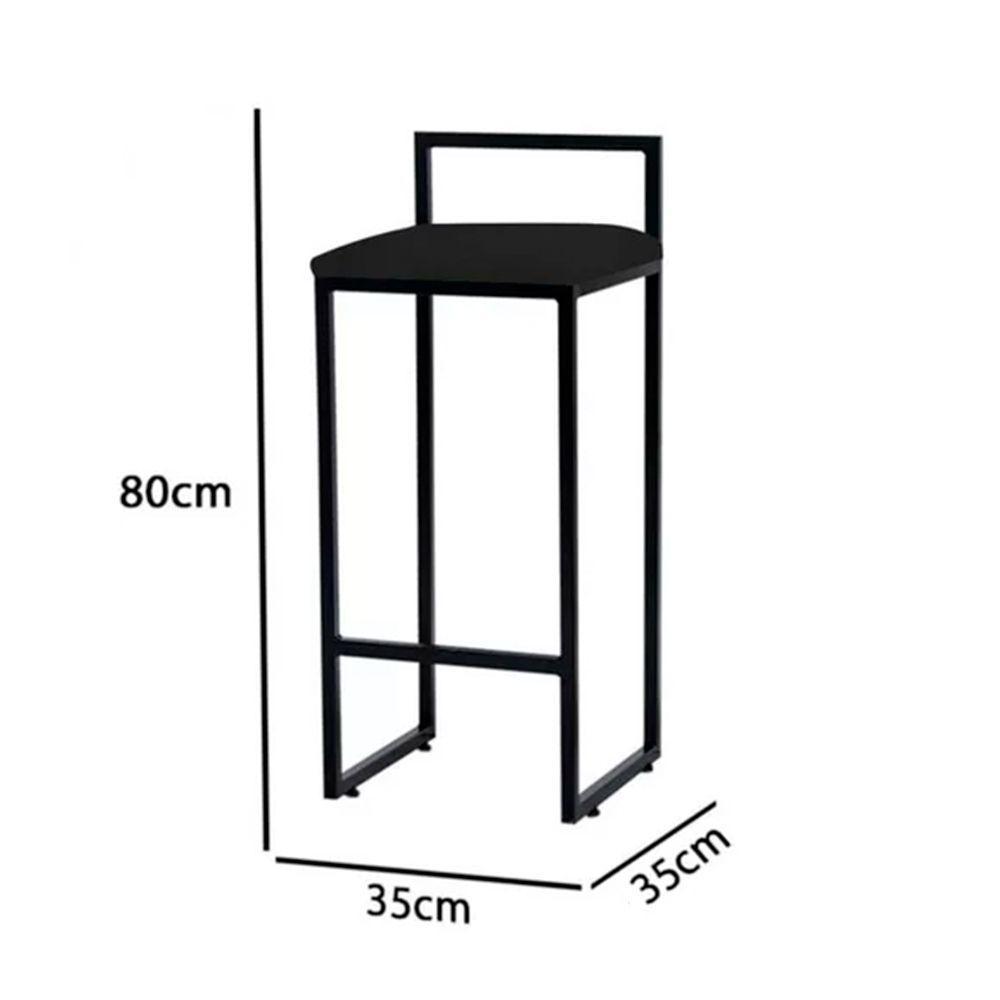 Kit 4 Banquetas Altas Industriais Em Aço Dori Preto Assento Suede Preto - Preto - 2