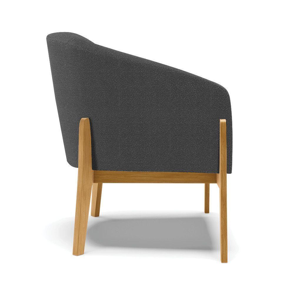 Poltrona Stella Bouclê Grafite Base Madeira Castanho - D'rossi - 2