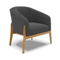 Poltrona Stella Bouclê Grafite Base Madeira Castanho - D'rossi - 1