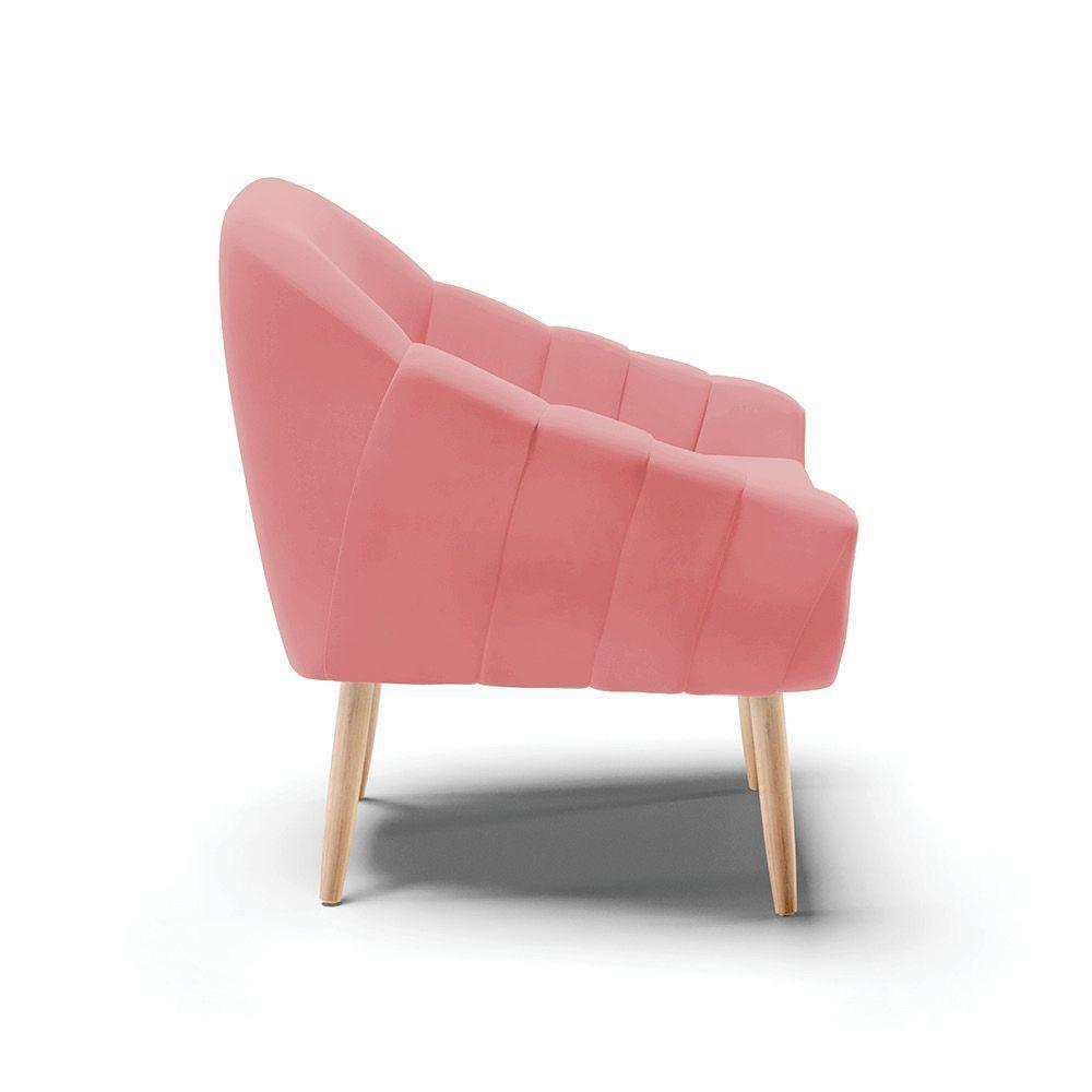 Kit 02 Poltronas Giovana Suede Rosê Natural - 6
