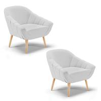 Kit 02 Poltronas Giovana Linho Cinza A05 Natural - 1
