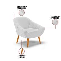 Poltrona Giovana Linho Cinza A05 Castanho - 3