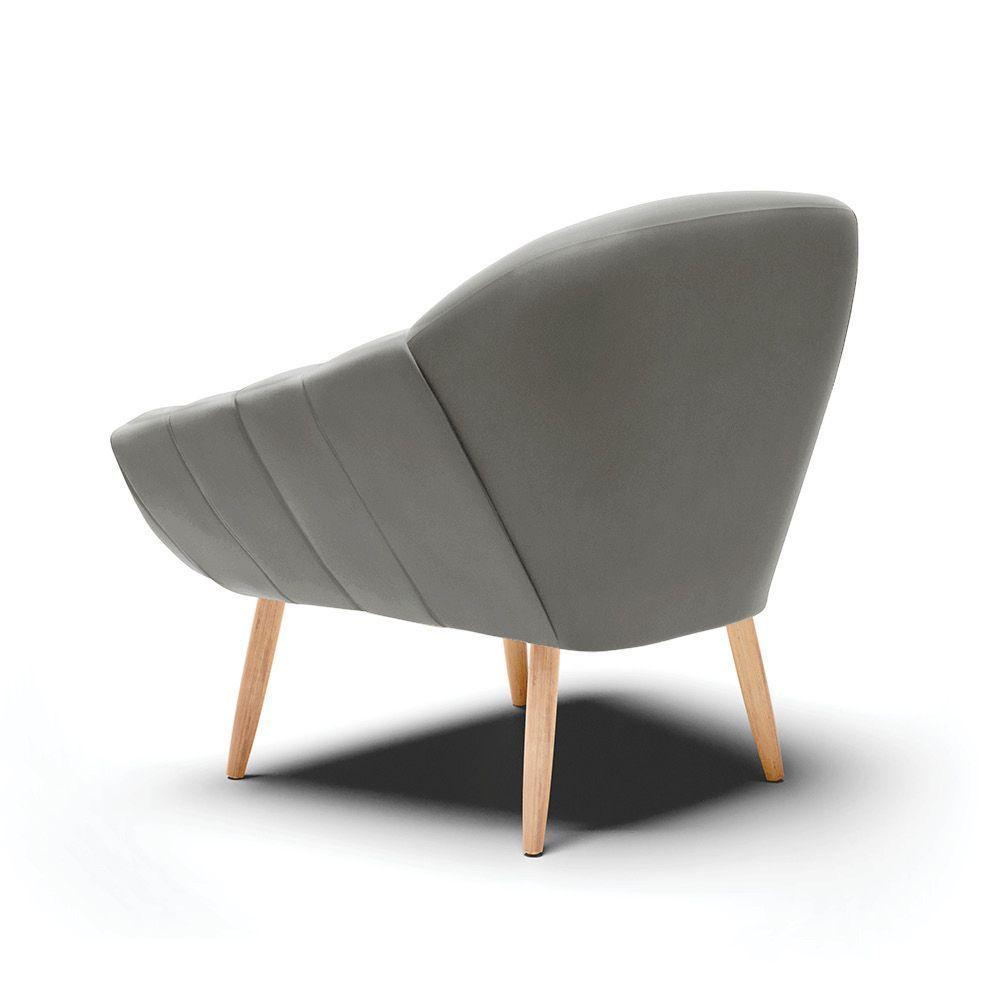 Kit 02 Poltronas Giovana Suede Natural Grafite - 5