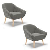 Kit 02 Poltronas Giovana Suede Natural Grafite - 1