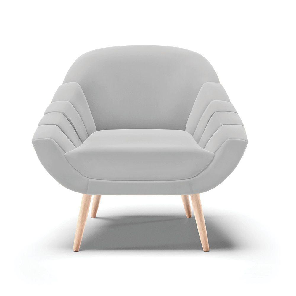 Kit 02 Poltronas Giovana Suede Natural Cinza - 6