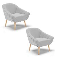 Kit 02 Poltronas Giovana Suede Natural Cinza - 1